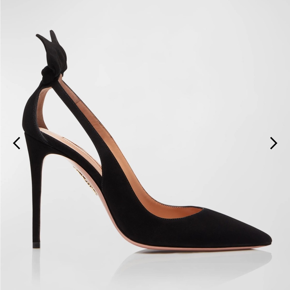 Aquazzura Black Suede Bow Tie Pump 105mm